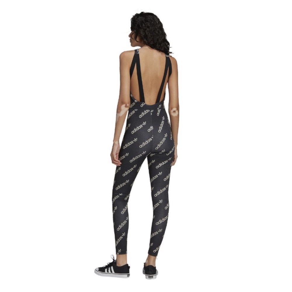 Adidas Women's Logo Print Black Jumpsuit - Picture 2 of 8